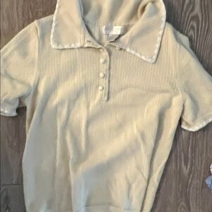 Light Cream Short Sleeve Knit Polo